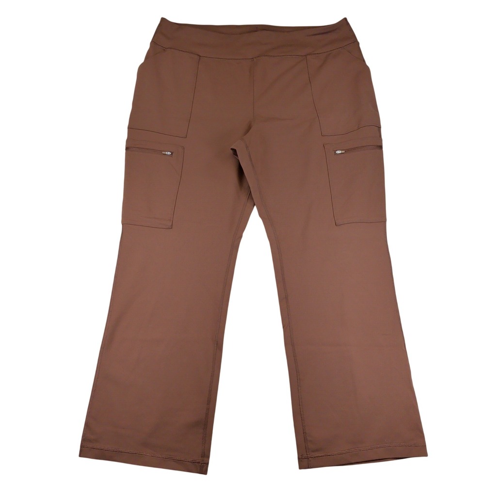 Duluth Trading Co Noga Namastash Bootcut Pants Brown Cargo Womens XXL Reg 52836